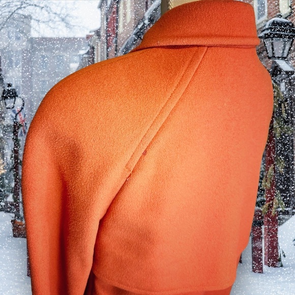 Mackintosh Burnt Orange 100% Wool Winter Coat with Silver Toggle Closure Size M - Picture 10 of 16